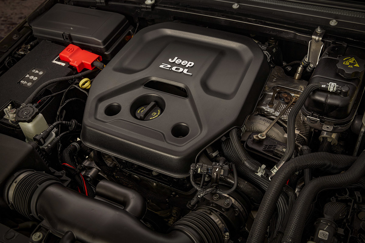 The 2.0 Turbo engine on a Jeep Wrangler 4xe.