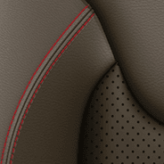 Nappa leather-faced with perforated inserts – Jeep<sub>®</sub> Brown with Red accent stitching