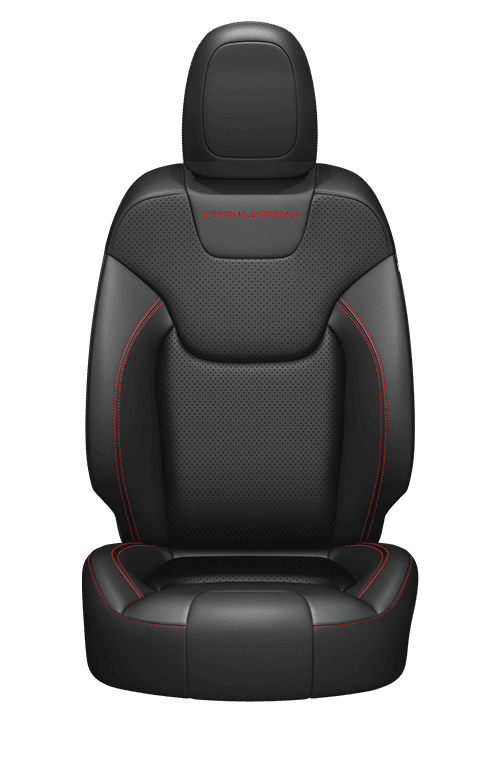 Nappa leather-faced with perforated inserts – Black with Red accent stitching