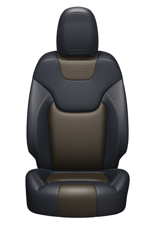 Nappa leather-faced with perforated inserts – Indigo Blue/Jeep<sub>®</sub> Brown with Pearl accent stitching