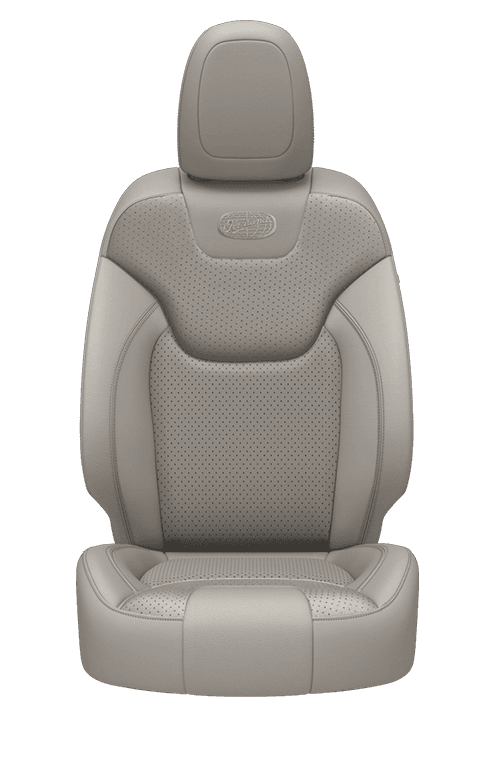 Nappa leather-faced with perforated inserts – Pearl with Sepia accent stitching