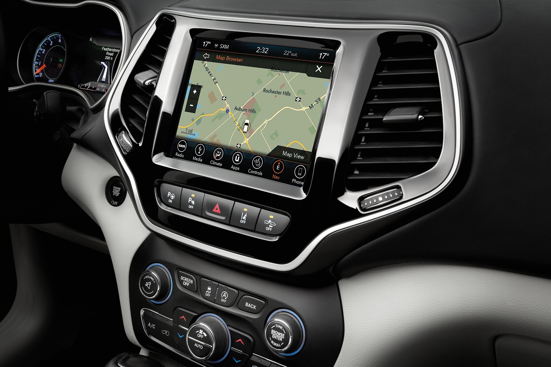 Jeep Cherokee 2019 - vue intérieure du toit ouvrant panoramique CommandView à deux panneaux