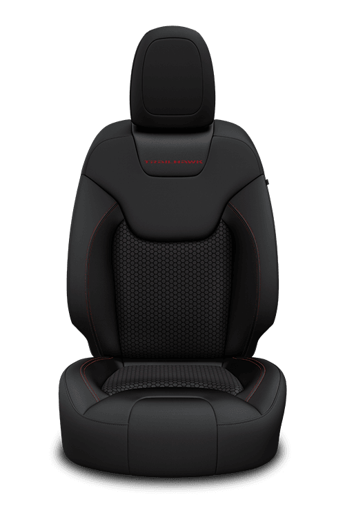 Jeep Cherokee 2020 interior colour vinyl premium cloth inserts black red accent stitching