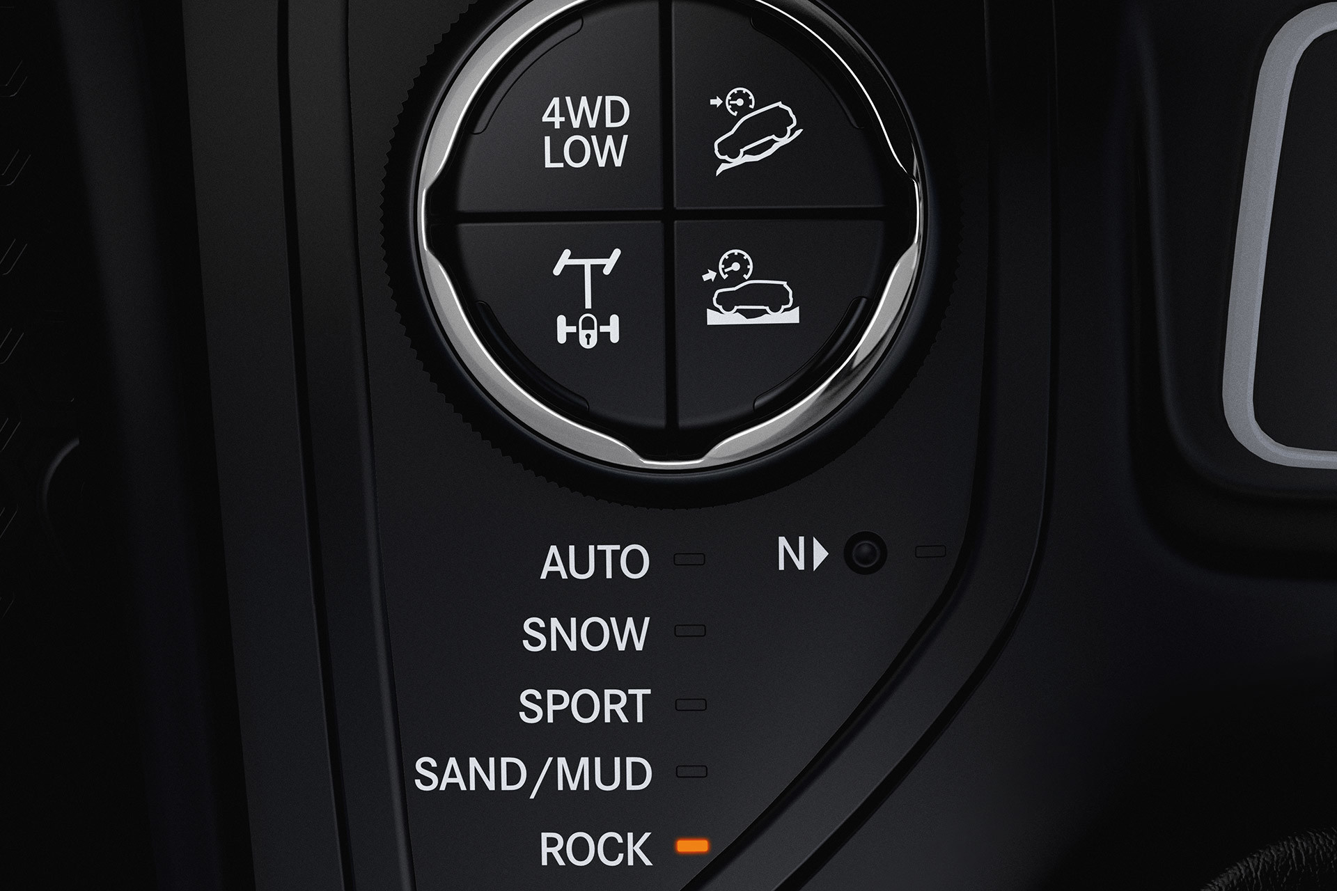 Closed up view of the Selec-Terrain Traction Management System of 2020 Jeep Cherokee