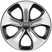 Roues de 18 po en aluminium poli avec creux noir semi-brillant