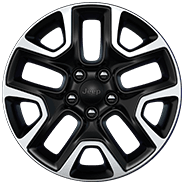 Roues de 17 po en aluminium poli noir brillant avec creux noirs brillants De série sur le Trailhawk<sup>MD</sup>