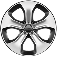 Roues de 18 po en aluminium poli avec creux noir semi-brillant