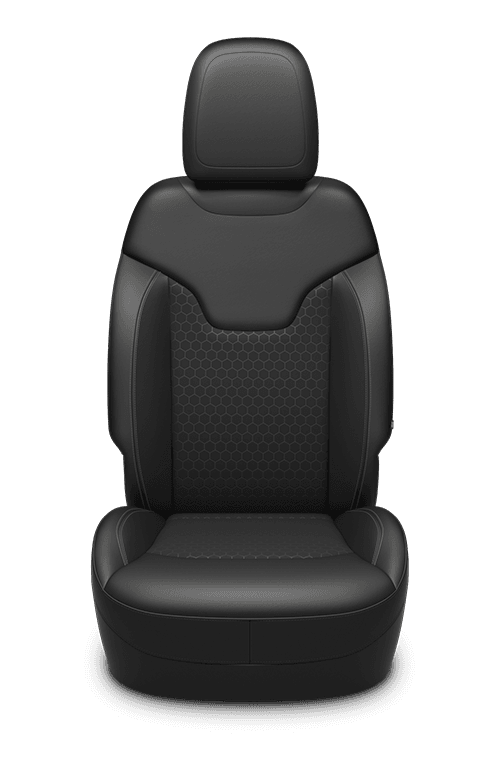 Vinyl with premium cloth inserts - Black with Cattle Tan and Diesel Grey accent stitching
