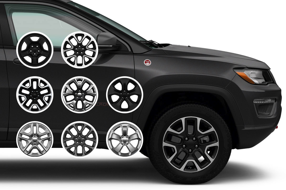Choose Your Wheels Side view of the front half of a metallic grey Jeep Compass.