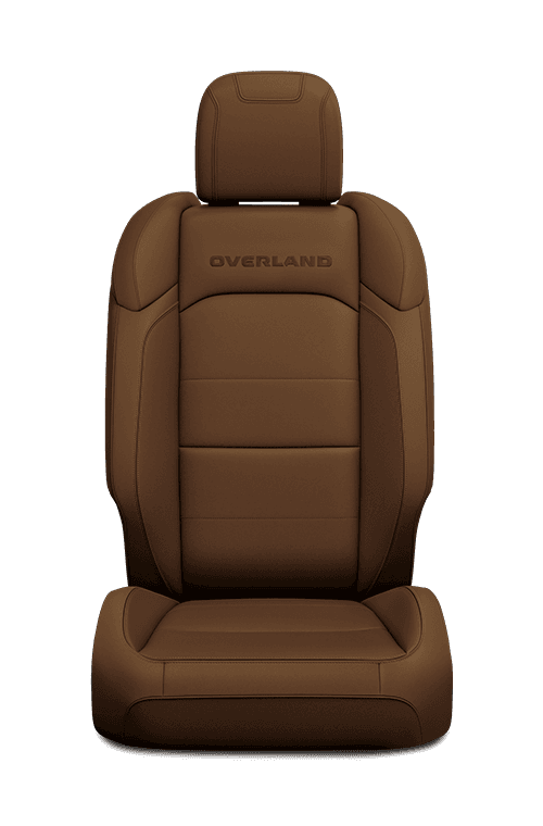 2020 Jeep Gladiator seat in brown leather with logo