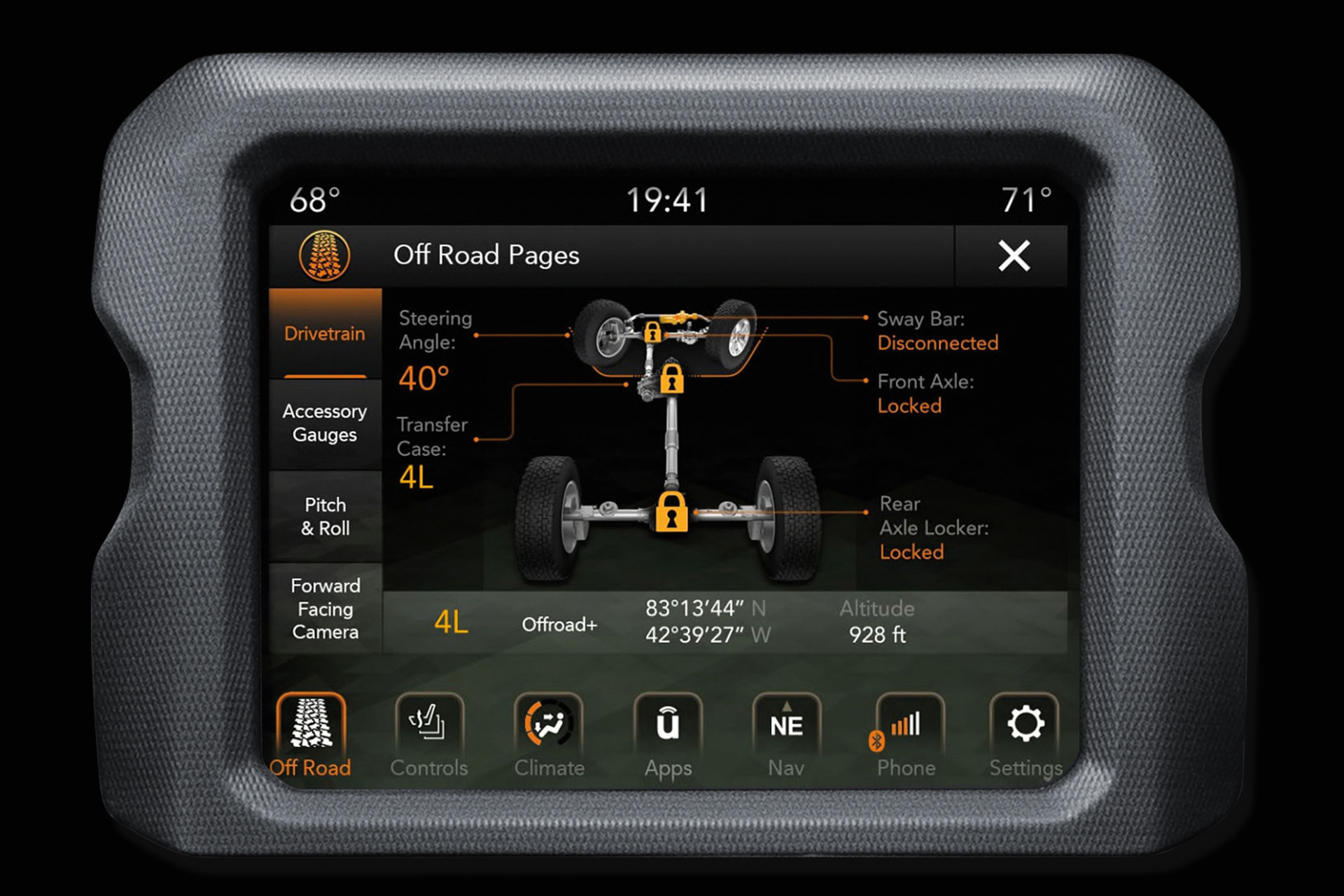 Jeep Gladiator 2020 montrant les pages hors route Jeep.
