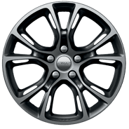 Roues de 20 po en aluminium charbon lustré à rayons fendus