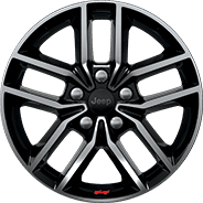 Roues de 18 po en aluminium poli avec creux noirs à faible brillance et logo « Willys » rouge