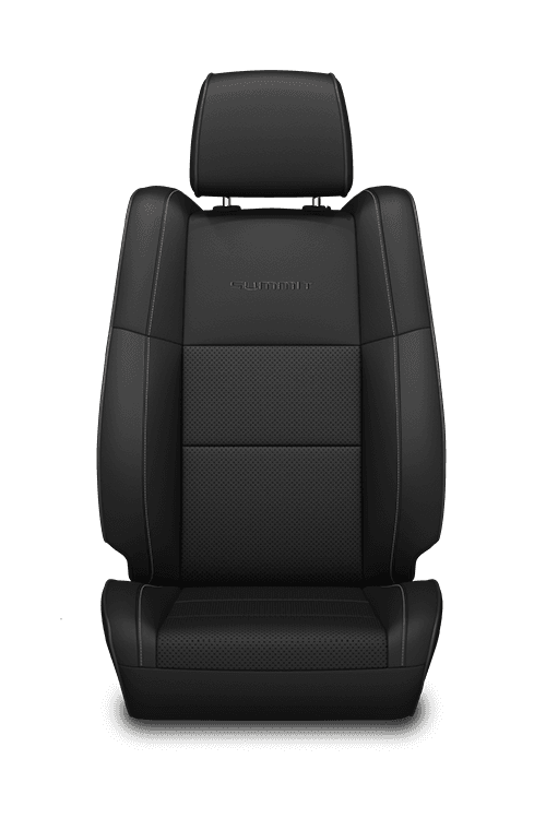 Natura Plus leather with perforated inserts – Black with Black embroidered Summit<sup>®</sup> logo, and Tungsten accent stitching and piping