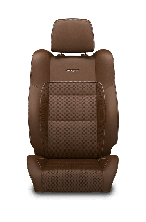 Nappa leather‑faced with perforated suede inserts – Sepia with Silver embroidered SRT<sup>®</sup> or Trackhawk<sup>TM</sup> logo and Tungsten accent stitching