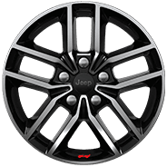 18‑inch polished aluminum with Low‑Gloss Black pockets and Red “Willys” logo