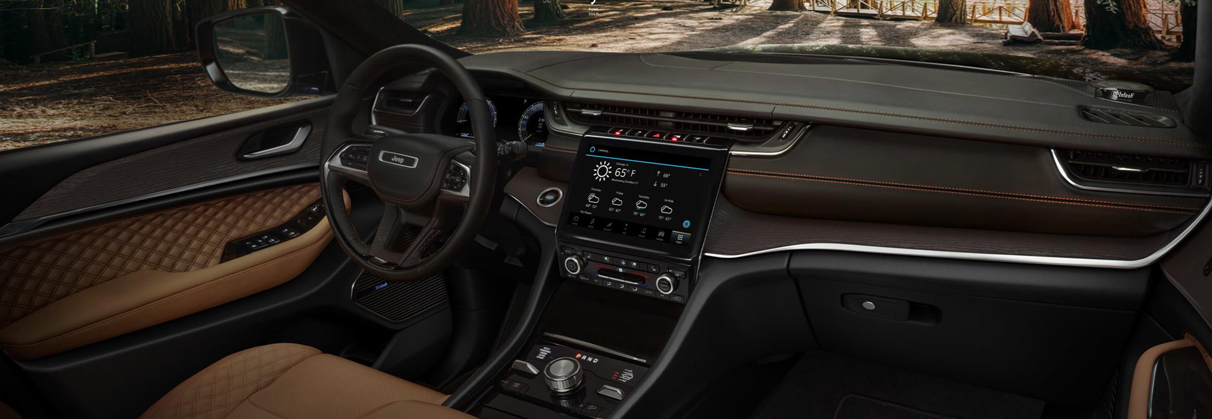 Vue intérieure des sièges conducteur et passager du tout nouveau Jeep Grand Cherokee 4xe 2022.