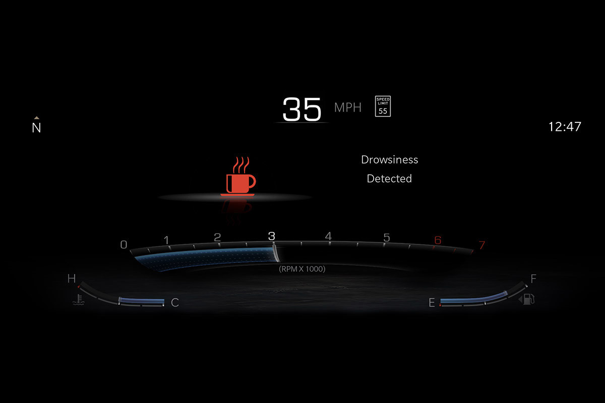 A close-up view of the drowsy driver detection icon in the All-New 2022 Jeep Grand Cherokee 4xe.