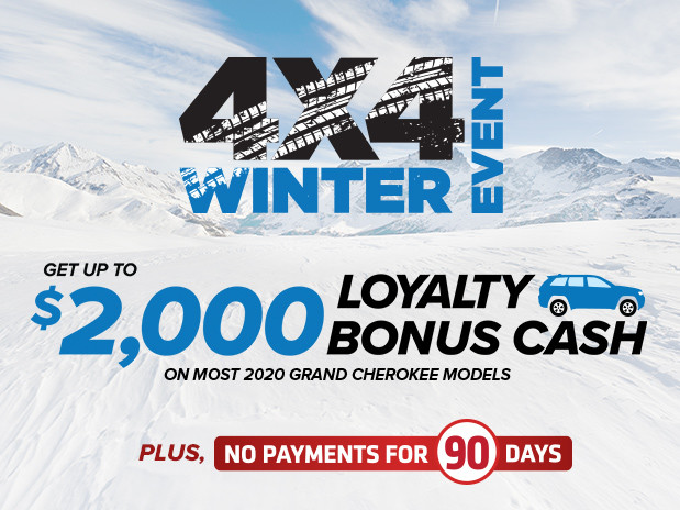 Get up to $2,000 loyalty bonus cash on most 2020 Grand Cherokee models