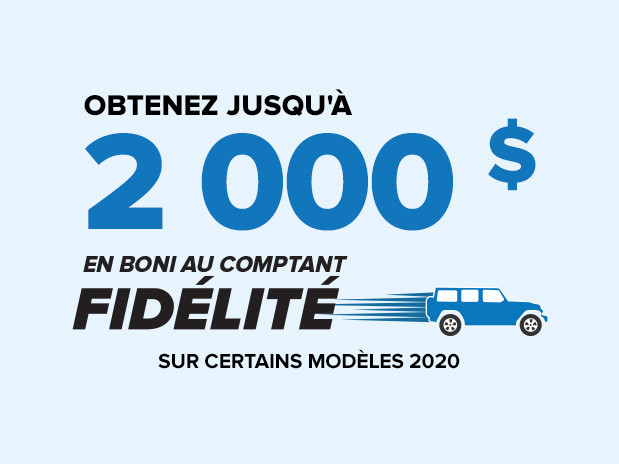 Obtenez jusqu’à 2 000$ en boni au comptant fidélité sur certains modèles Jeep 2020