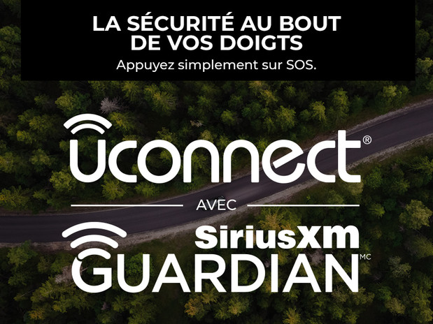 La sécurité au bout de vos doigts. Appuyez simplement sur SOS. Uconnect avec SiriusXM Guardian.