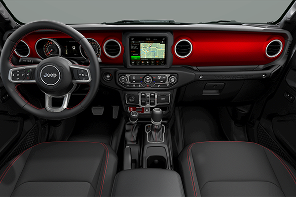 Close up of the Uconnect 4C NAV on an 8.4 inch touchscreen.