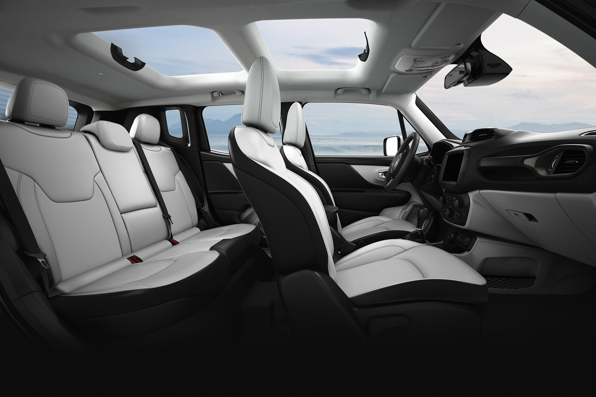 Vue latérale des sièges de l’habitacle du Jeep Renegade 2019