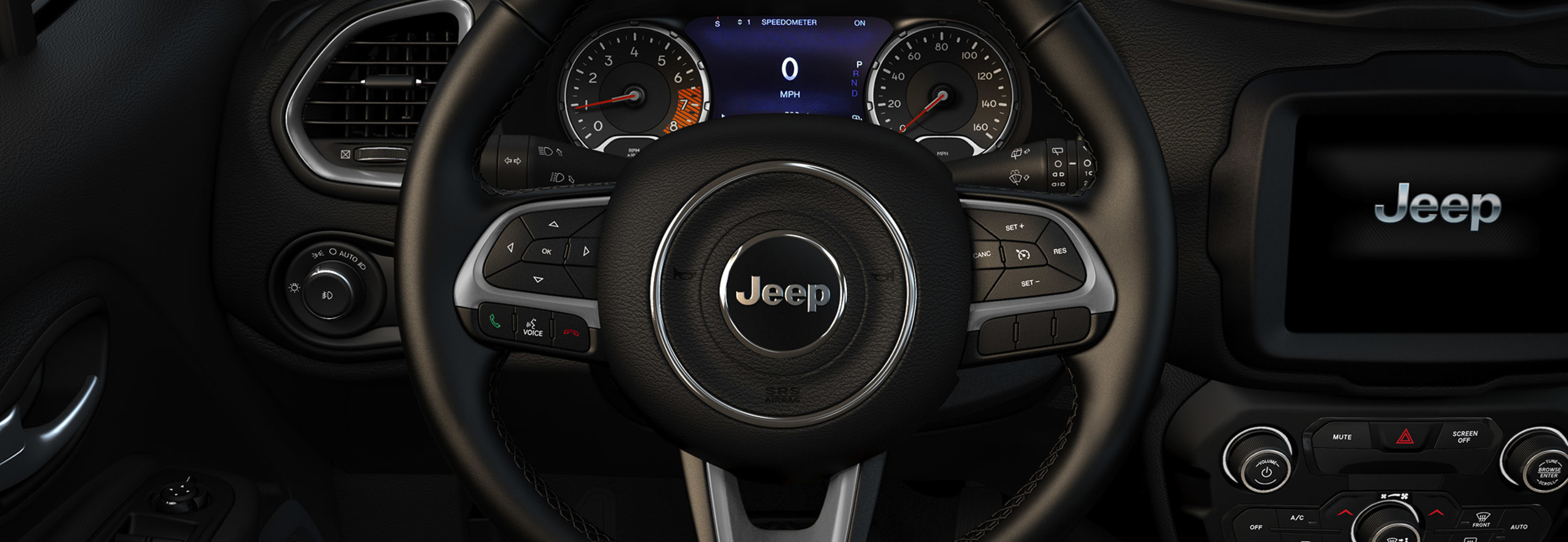 Close-up of the entertainment centre showing navigation directions on screen.