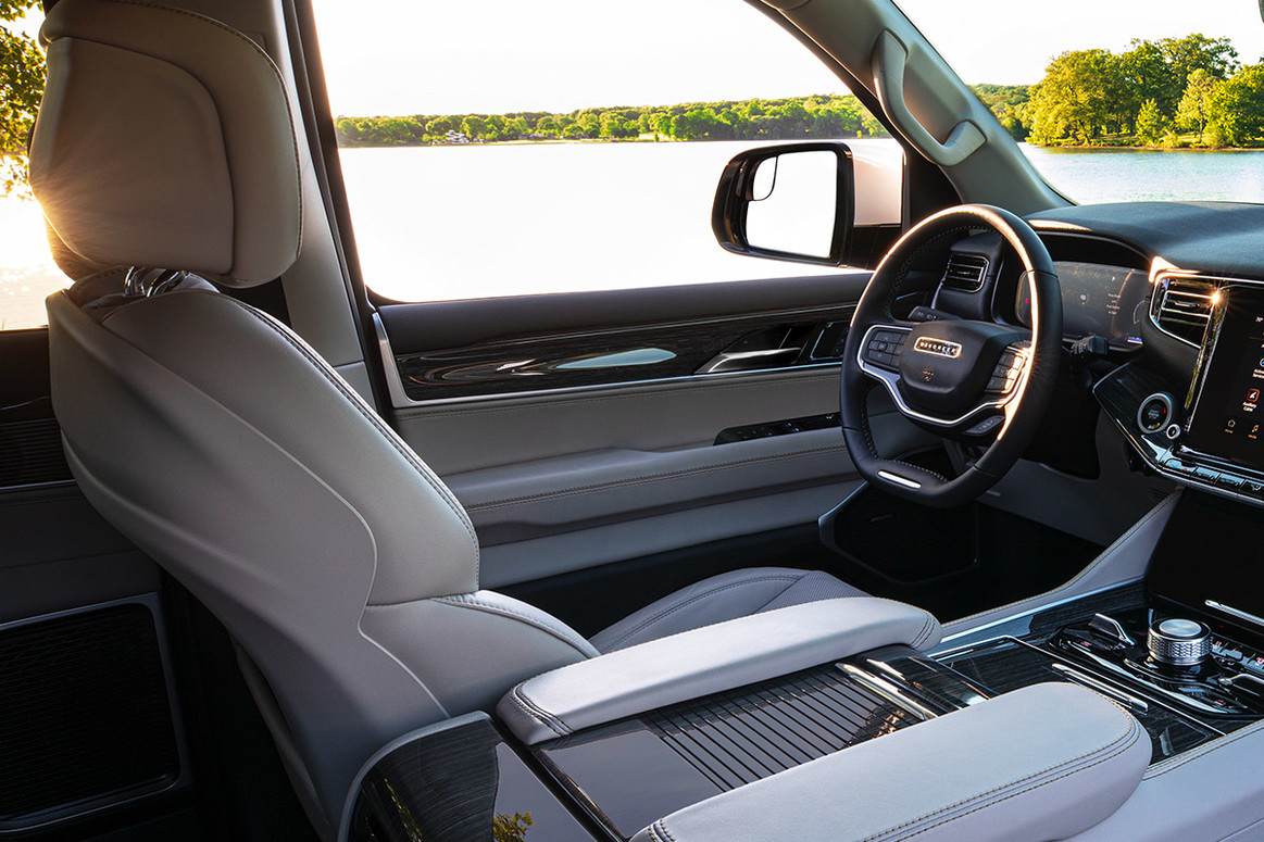 The interior of a 2022 Wagoneer showcasing the driver’s side.