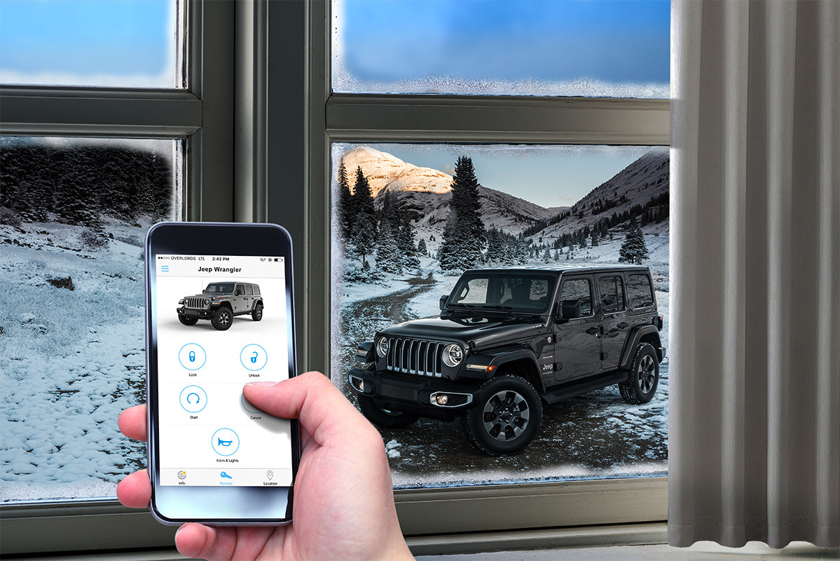 2019 Jeep Wrangler exterior, shown outside on snowy terrain