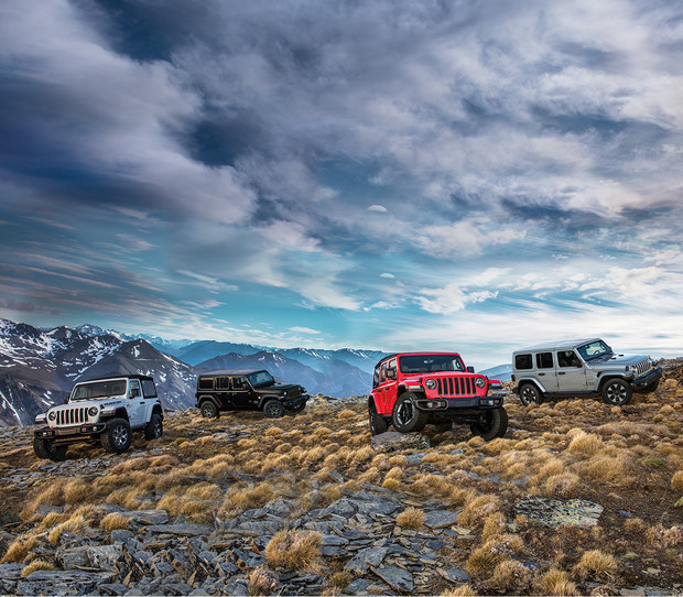 2019 Jeep Wranglers on a mountain