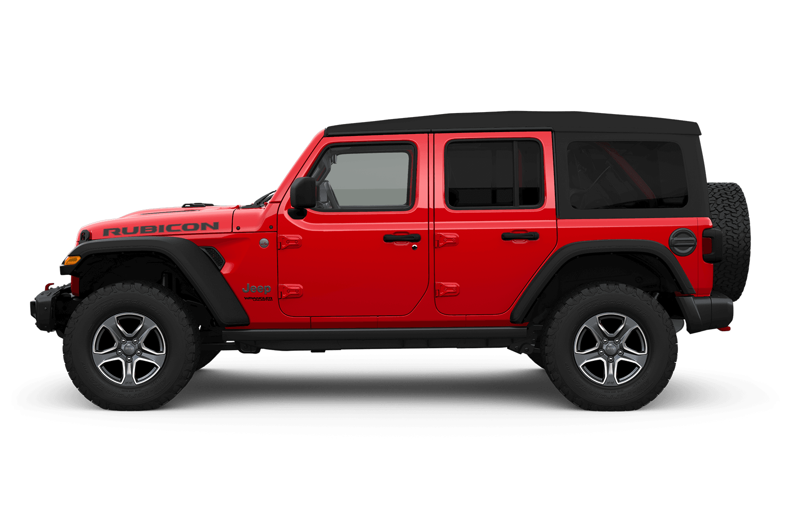 Vue latérale du Jeep Wrangler 2019 avec roues de 17 po en aluminium cristal granit