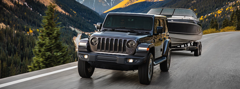 Jeep Wrangler 2019 sur une dune, illustré en gris