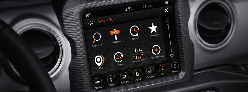 Habitacle du Jeep Wrangler 2019 montrant le cockpit