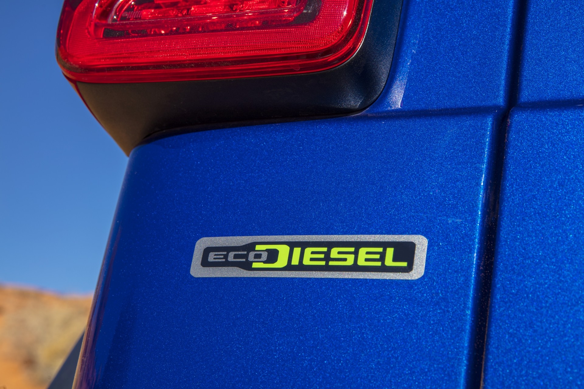 2020 Jeep Wrangler rear view with the EcoDiesel badge.