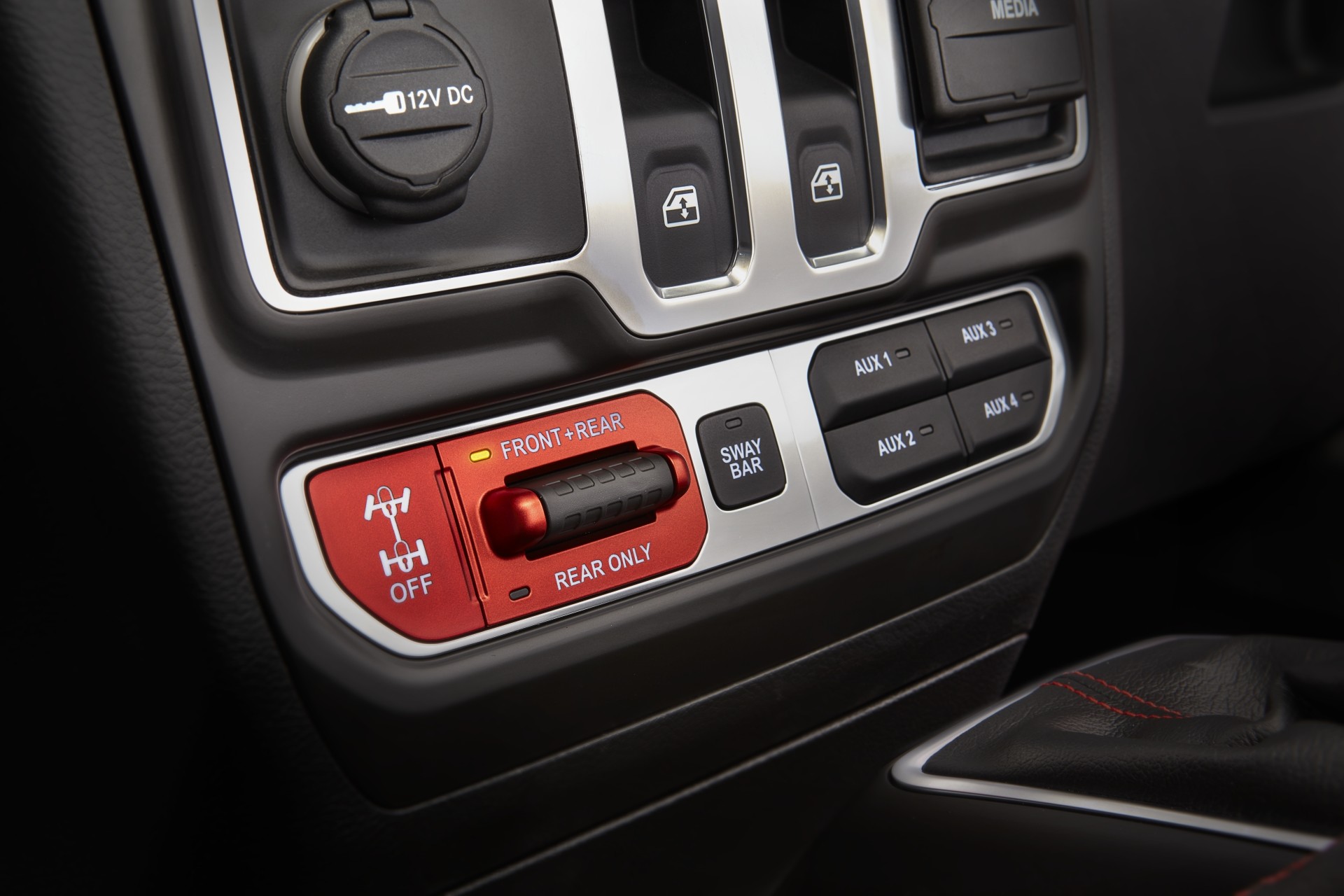 Bouton de verrouillage de l’essieu avant/arrière et bouton de verrouillage de la barre antiroulis du Jeep Wrangler 2020