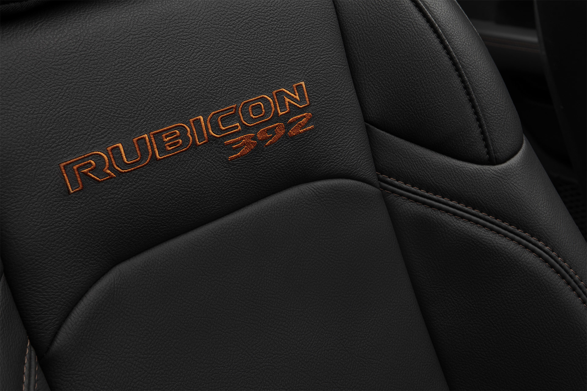 Close up view of Jeep Wrangler Rubicon 392 fabric seat.