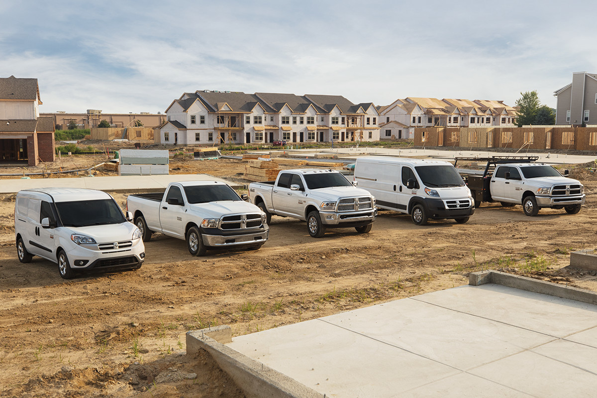 2018 RAM Commercial Vehicle lineup aerial view 2018 RAM Commercial Vehicle lineup aerial view