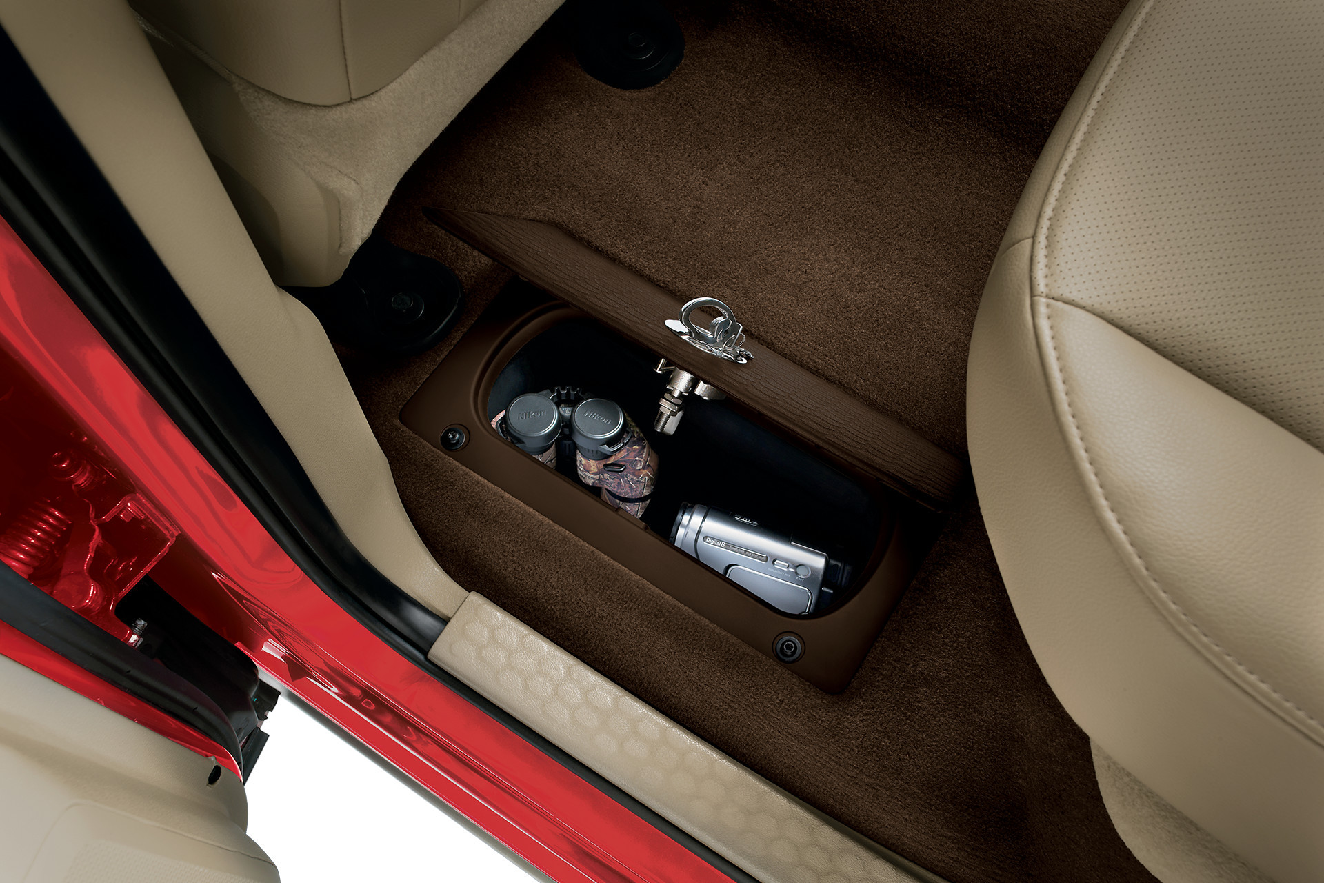 2018 RAM 1500 interior with class exclusive in floor storage bins