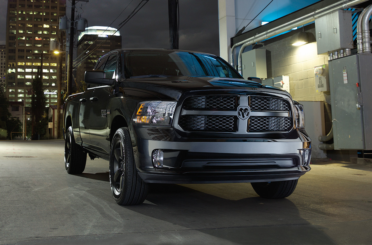 2019 Ram 1500 Classic Express Blackout parked in the street at night