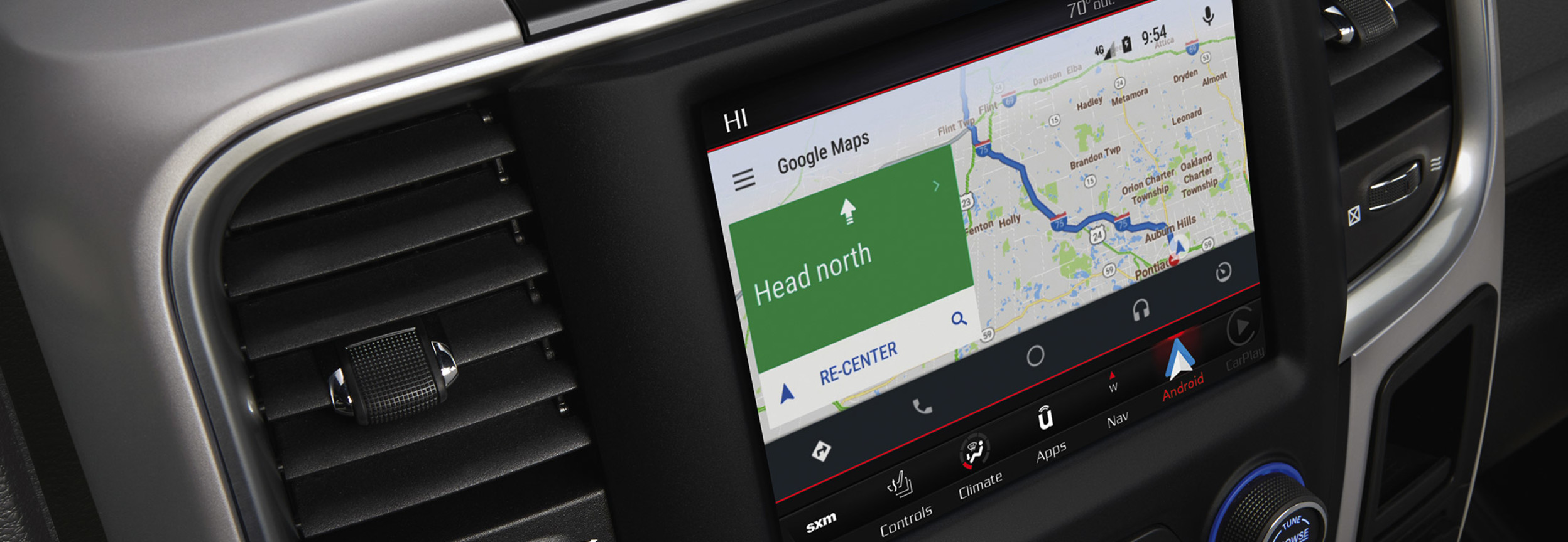 Interior view of the navigation system in a RAM 1500 Classic