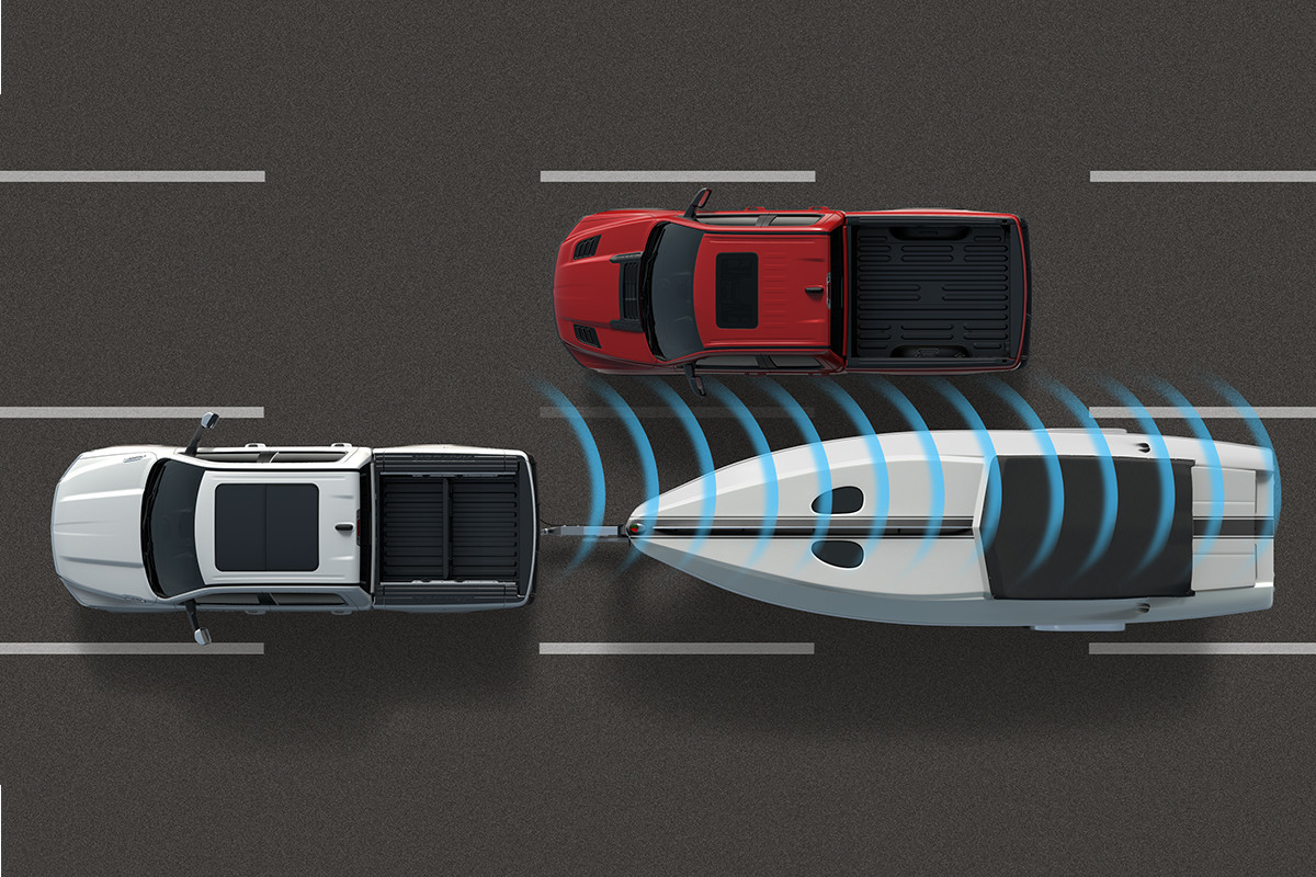 2019 Ram 1500 blind spot monitoring on road