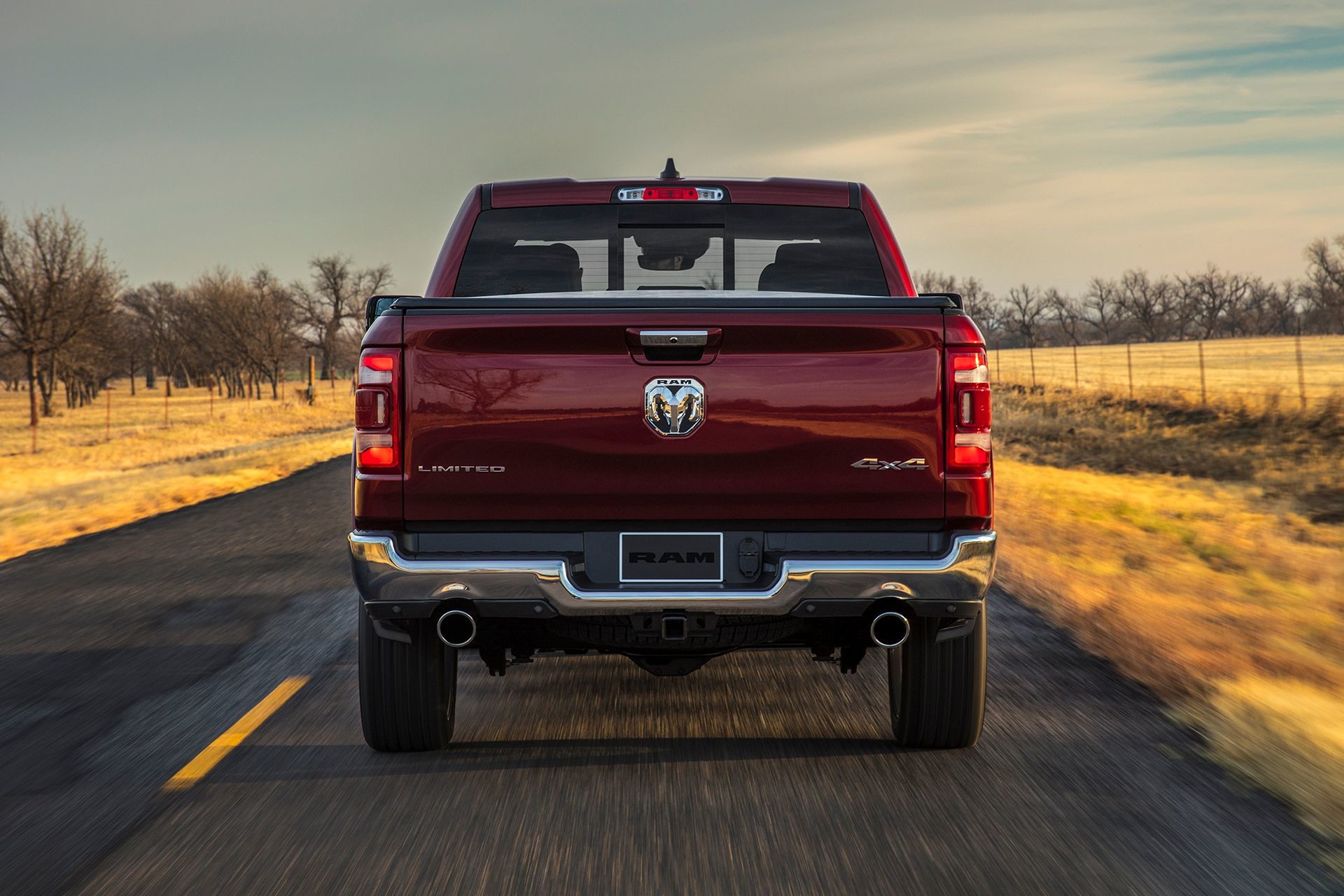 2019 Ram 1500 red fully dampened and assisted tailgate with power release
