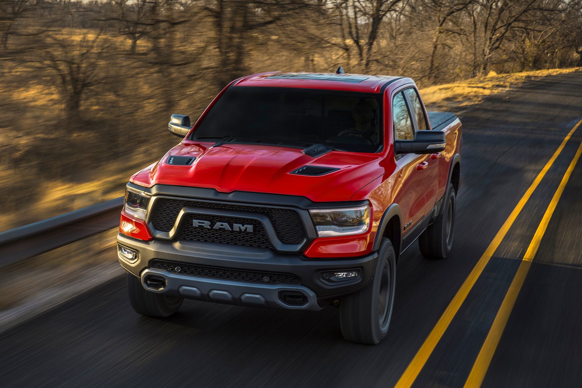 2019 Ram 1500 red with bold new grilles