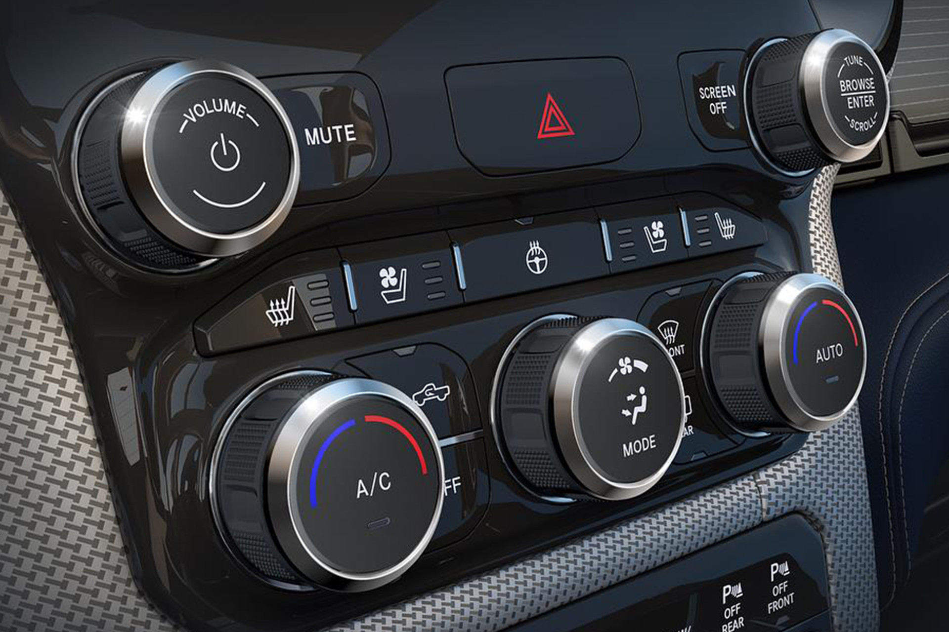 2019 Ram 1500 interior black temperature control panel
