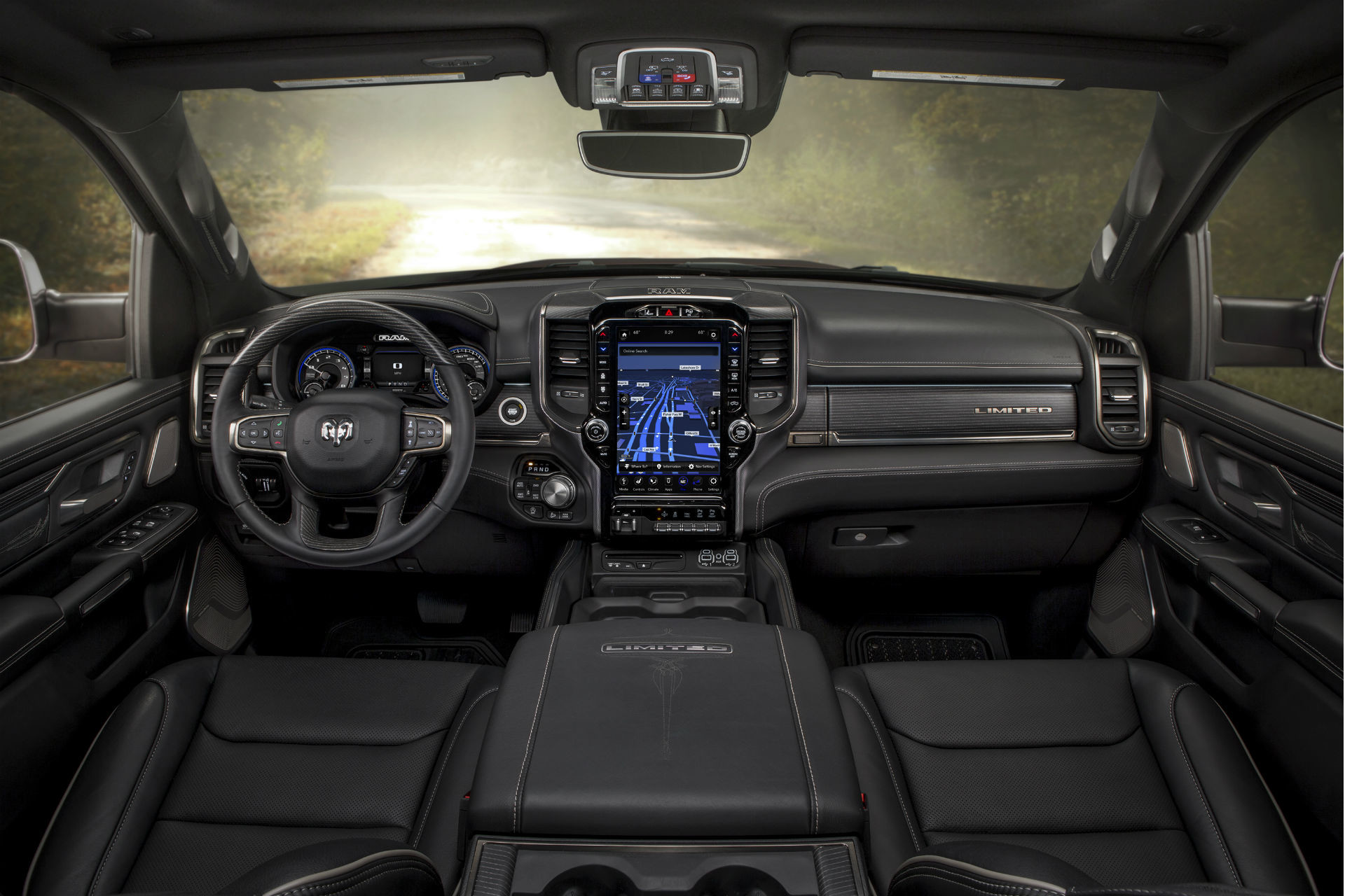 2019 Ram 1500 interior leather and real wood