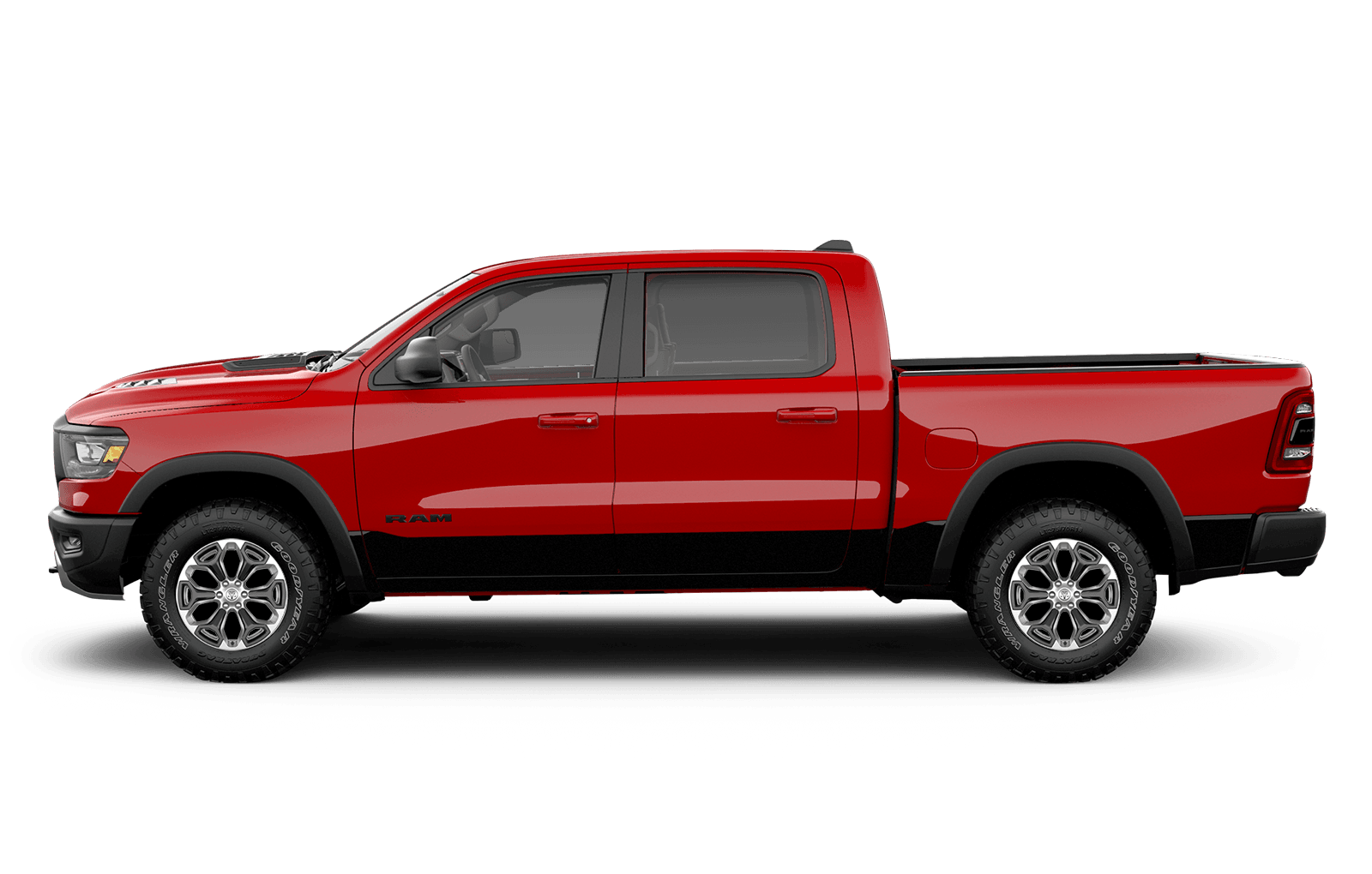 Ram 1500 2019 – roues de 22 po en aluminium peint et poli sur un camion rouge