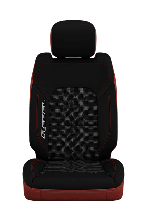 Vinyl with embossed tread pattern inserts – Black/Dark Ruby Red with Medium Greystone/Ruby Red accent stitching and embroidered Rebel<sup>®</sup> logo