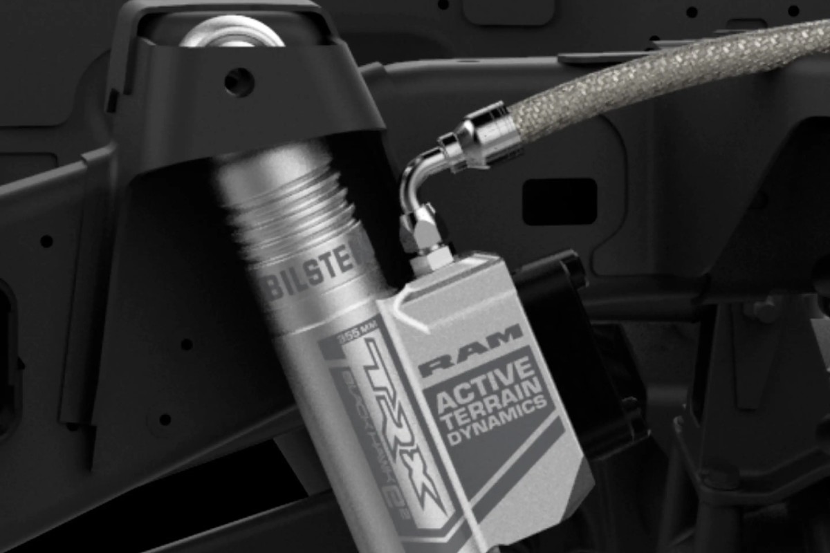 Close-up view of the Bilstein dual-valve shock mechanism.