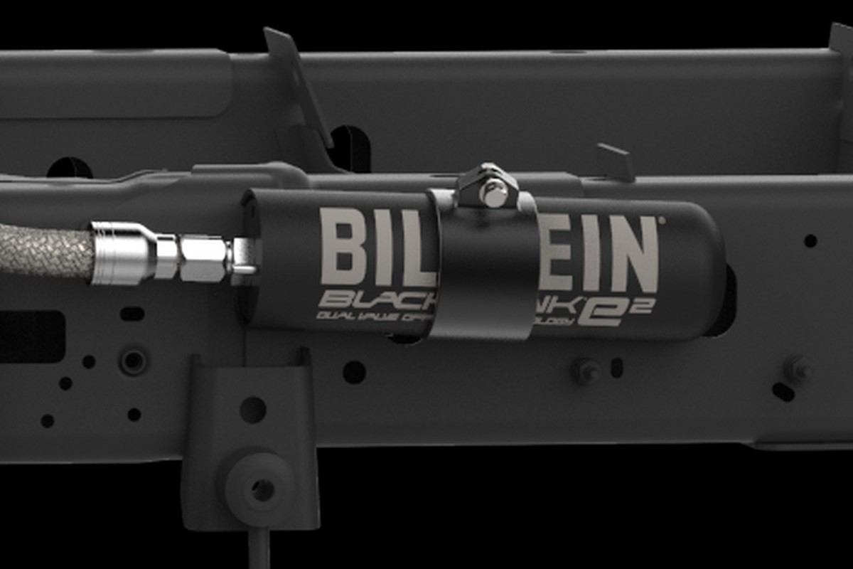 Close-up view of the nitrogen gas chamber in the Bilstein shock.
